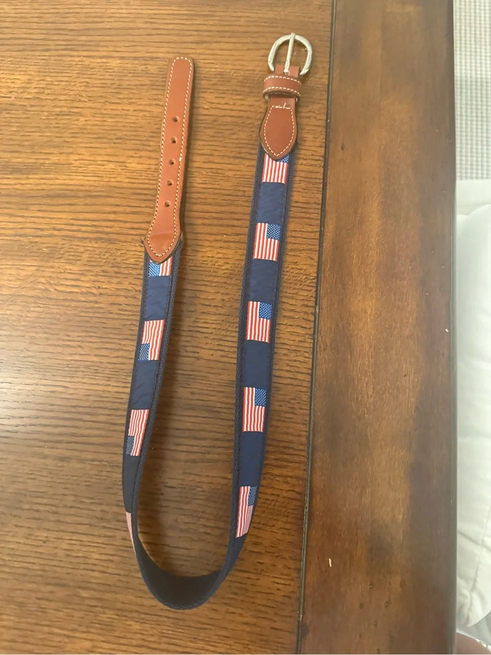 Classic Navy American Flag Men's Embroidered Belt